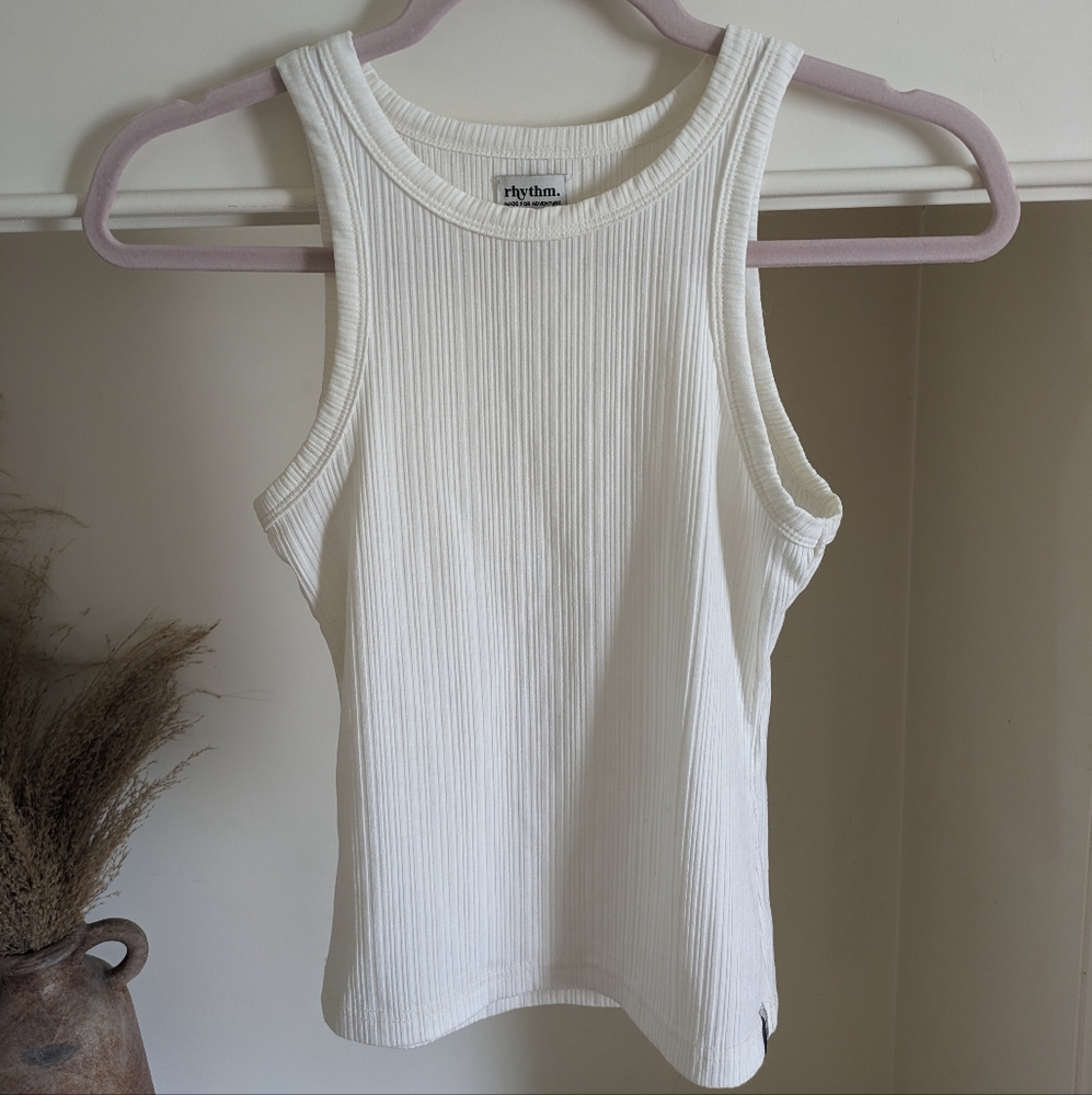 Rhythm. Women's Cream Ribbed Tank Top